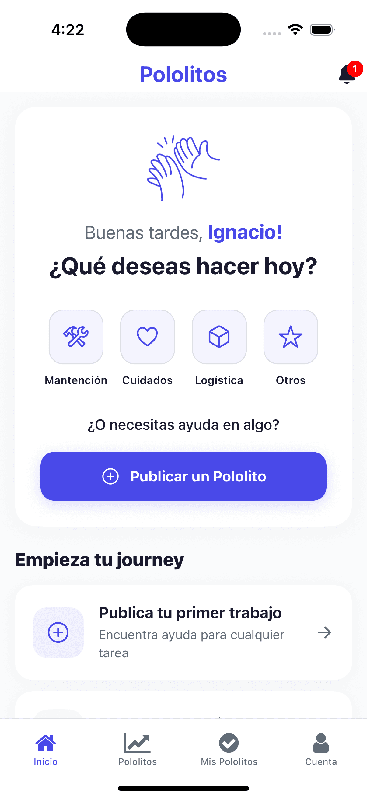 Captura de pantalla de la app Pololitos